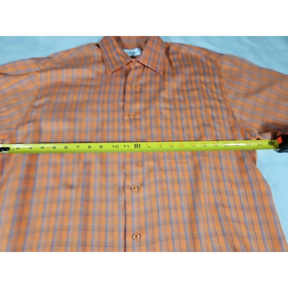 Michael Brandon Short Sleeve Button Up Mens Shirt Large Rayon/Polyester Orange‎ - Picture 4 of 8